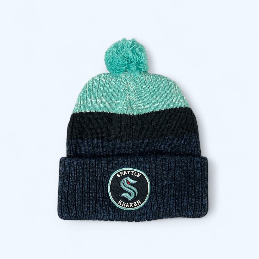 Seattle Kraken Hockey NHL Fan Favorite Knit Beanie Cap Hat with Pom OSFA